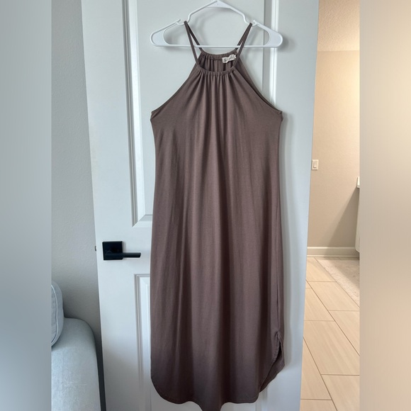 Khaki/Brown Casual Maxi Halter Dress, Size M - Picture 6 of 7